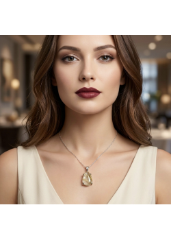 Rutil Kuvars Taşlı Gümüş Kolye Ucu 