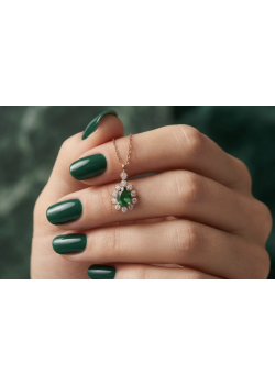 Damla Motif Peridot Taşlı Gümüş Mini Kolye