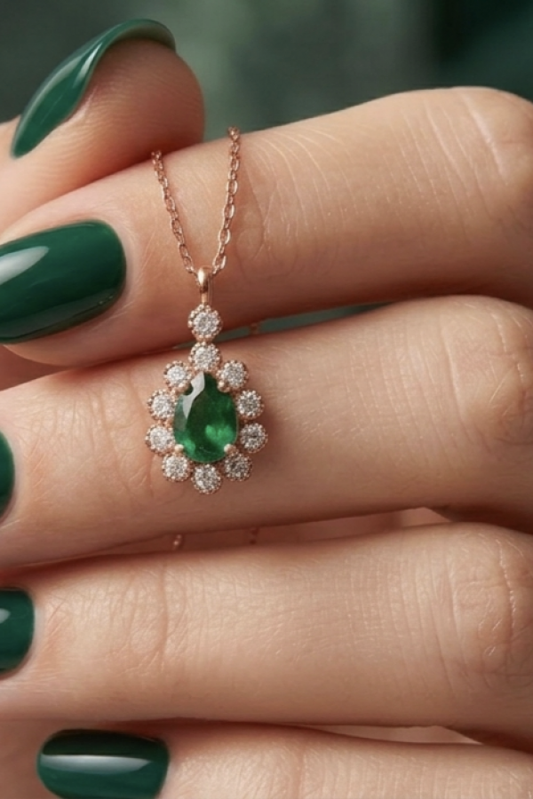 Damla Motif Peridot Taşlı Gümüş Mini Kolye Damla Motif Peridot Taşlı Gümüş Mini Kolye