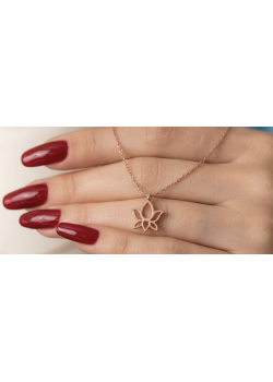 Lotus Motif Taşsız Gümüş Mini Kolye