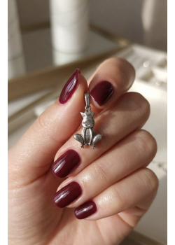 Kurbağa Motif Taşsız Gümüş Mini Kolye
