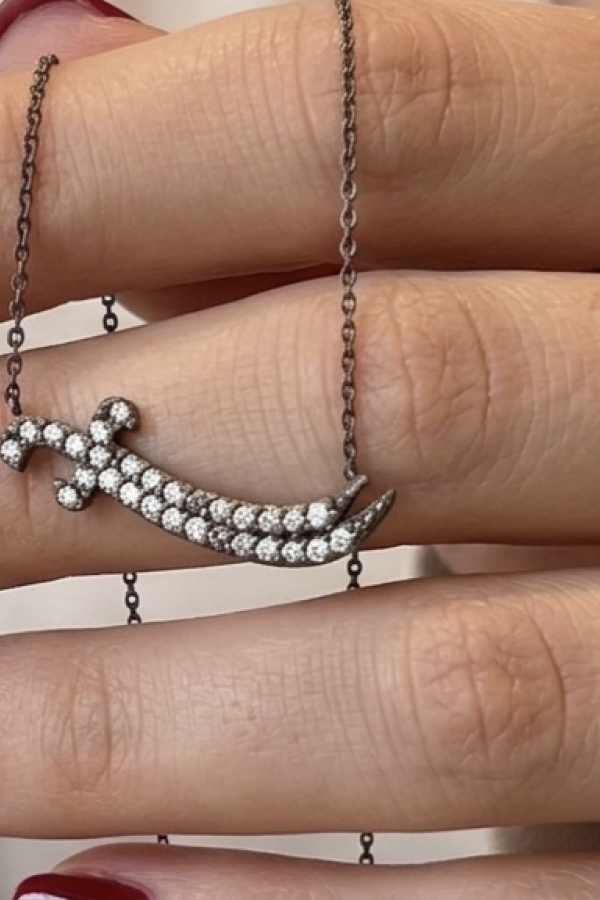 Hz Ali Kılıcı Zülfikar Motif Gümüş Mini Kolye