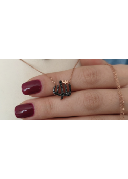 Allah Yazılı Onix Taşlı Gümüş Mini Kolye