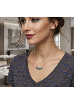 Turkuaz Taşlı Yarasa Motif Gümüş Mini Kolye Turkuaz Taşlı Yarasa Motif Gümüş Mini Kolye