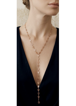 Kelebek Motif Rose Kaplama Taşsız Gümüş Y Kolye