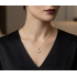 Ortası Beyaz Mineli Yıldız Motif Gümüş Mini Kolye