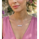 Pembe Safir ve Mozanite Taşlı Gümüş Kolye Pembe Safir ve Mozanite Taşlı Gümüş Kolye