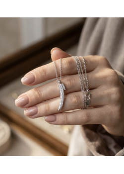 Elif Motif Taşlı Gümüş Kolye