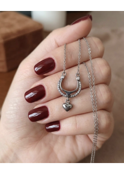 Kalp ve Nal Motif Gümüş Mini Kolye