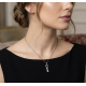 Kalp Başlı Anahtar Motif Gümüş Mini Kolye