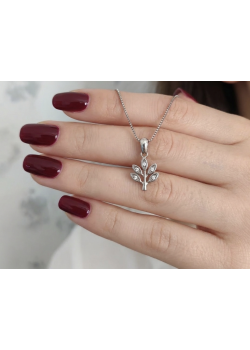 Ağaç Motif Taşlı Gümüş Mini Kolye Ağaç Motif Taşlı Gümüş Mini Kolye