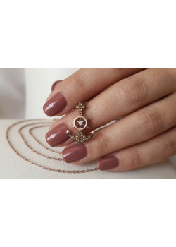 Lab Topaz Taşlı Çapa Motif Gümüş Mini Kolye