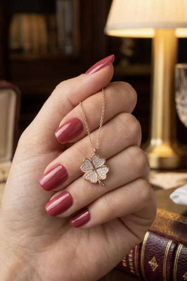 Yonca Motif Ortası Açık Gümüş Mini Rose Kolye Yonca Motif Ortası Açık Gümüş Mini Rose Kolye