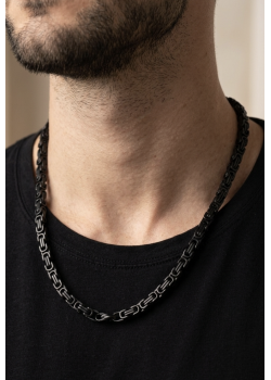 Kalın Model Siyah Renk Cerrahi Çelik Zincir Kolye