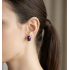 Ametist Taşlı Oval Motif Gümüş Vidalı Küpe