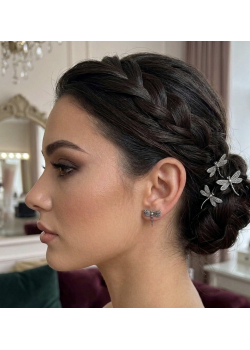 Markazit Taşlı Yusufçuk Motif Gümüş Küpe