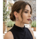Ortası Yakut Taşlı Rose ve Siyah Kaplama Gümüş Eskitme Küpe