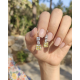 Sarı Taşlı Kare Motif Gümüş Deep Küpe Çifti 