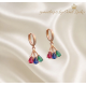 Yakut Safir ve Peridot Taşlı Yelpaze Motif Gümüş Küpe