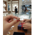 Safir Taşlı Göz Motif Arası Zincirli Gümüş Küpe Çifti 