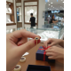 Safir Taşlı Göz Motif Arası Zincirli Gümüş Küpe Çifti 
