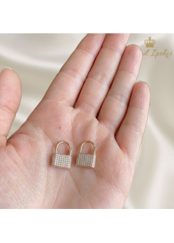 Kilit Motif İçe Çıtçıt Kilitli Gümüş Küpe