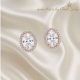 Oval Motif Taşlı Gümüş Mini Küpe