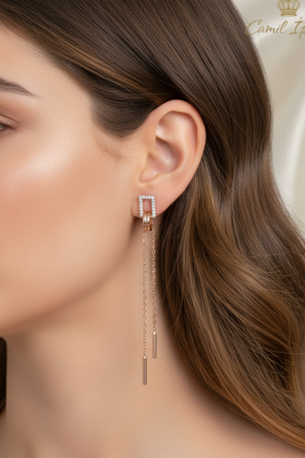 Sallantılı Gümüş Küpe Çifti