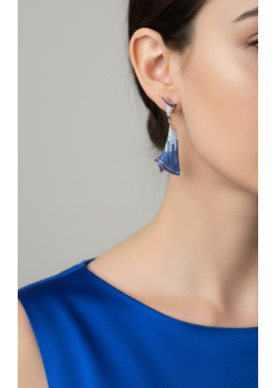 Koyudan Açığa Renk Geçişli Gümüş Küpe Çifti 