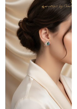 Safir ve Peridot Taşlı Gümüş Küpe Çifti Serisi