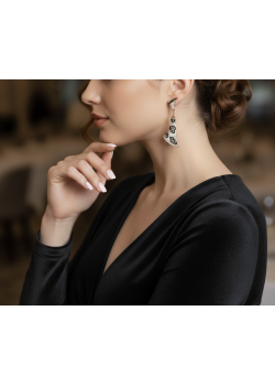 Leopar Desenli Gümüş Küpe Çifti