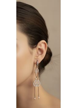 İki Lale Motif İki Renkli Gümüş Küpe