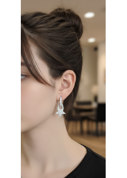 Yıldız Motif Kalın Motif Gümüş Halka Küpe