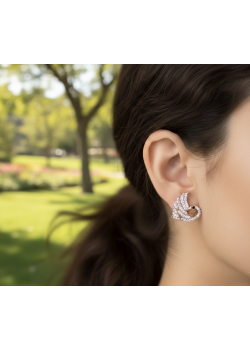 Kuğu Motif Vidalı Gümüş Küpe