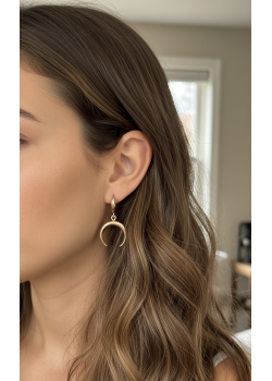 Ters Ay Motif Taşsız Gümüş Küpe