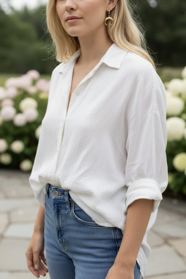 Ters Ay Motif Taşsız Gümüş Küpe