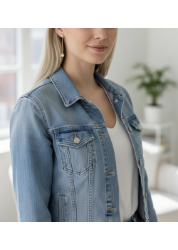 Arası Uzun Zincirli İki Taşlı Gümüş Küpe