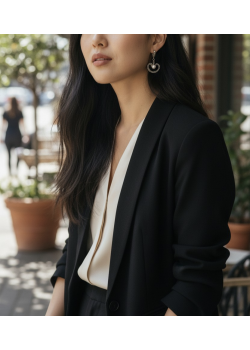 Markazit ve İncili Kalp Motif Gümüş Küpe