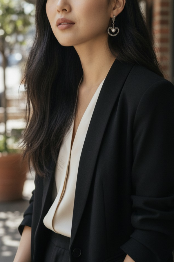 Markazit ve İncili Kalp Motif Gümüş Küpe