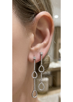 Araları İki Damla Motif Sallantılı Gümüş Küpe