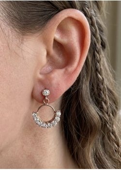 Yarım Sepet Motif Mini Sallantılı Gümüş Küpe