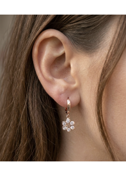 Çiçek Motif Sarmal Gümüş Küpe