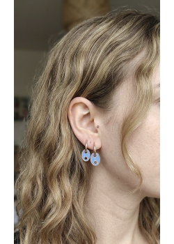 Bebek Mavisi Mineli Gümüş Küpe