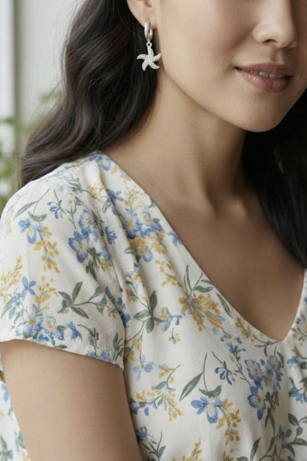 Deniz Yıldızı Motif Gümüş Küpe