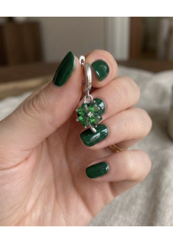 Peridot Taşlı Yonca Motif Gümüş Küpe