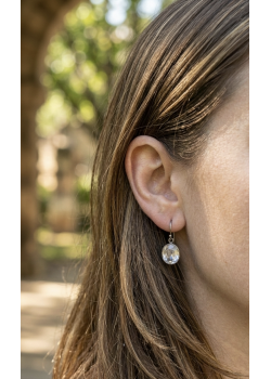 Beyaz Kuvars Taşlı Gümüş Küpe