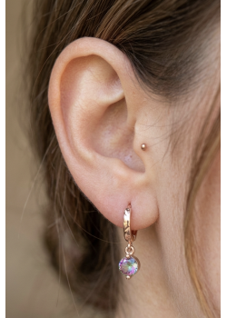 Ucu Mistik Kuvars Taşlı Gümüş Küpe