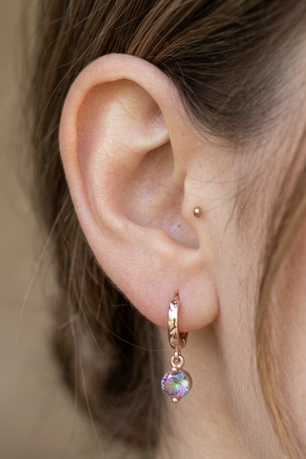 Ucu Mistik Kuvars Taşlı Gümüş Küpe