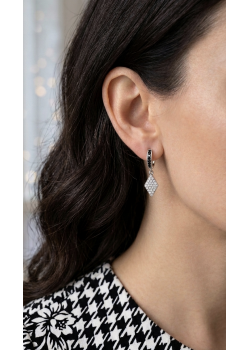 Baklava Desen İki Renkli Gümüş Küpe