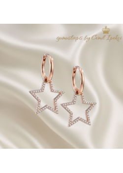 Yıldız Motif Büyük Boy Gümüş Halka Küpe